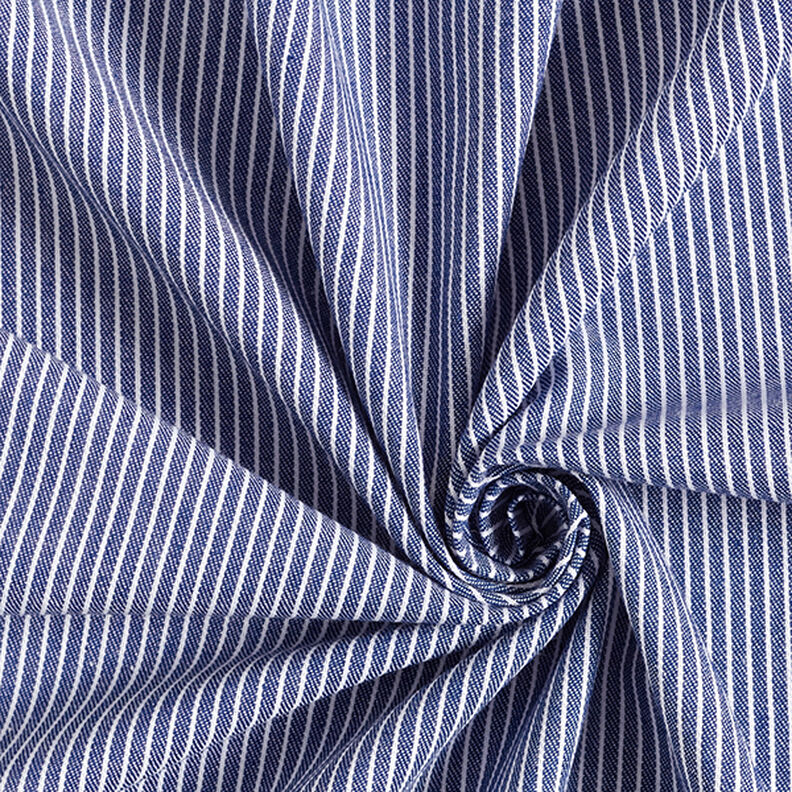 Blouse Fabric Cotton Blend Stripes – navy blue/white,  image number 3