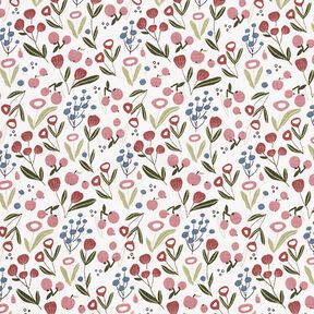 Cotton Jersey Flower meadow with little apples – offwhite, 