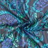 Chiffon Satin Glitter Stripes Paisley Flowers – turquoise/black,  thumbnail number 4