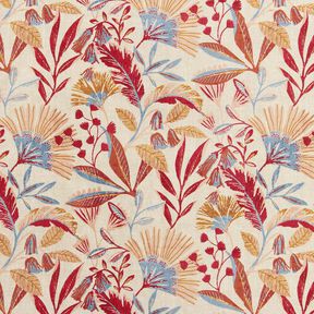 Decor Fabric Half Panama Floral – natural/berry, 