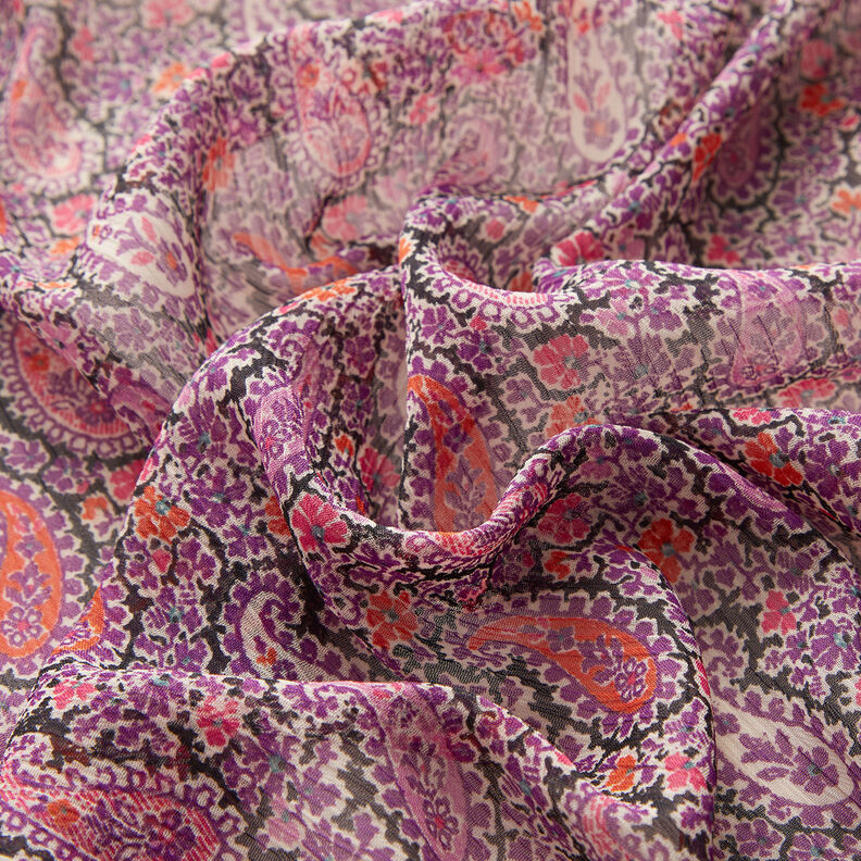 Paisley Crepe Chiffon – red lilac,  image number 2