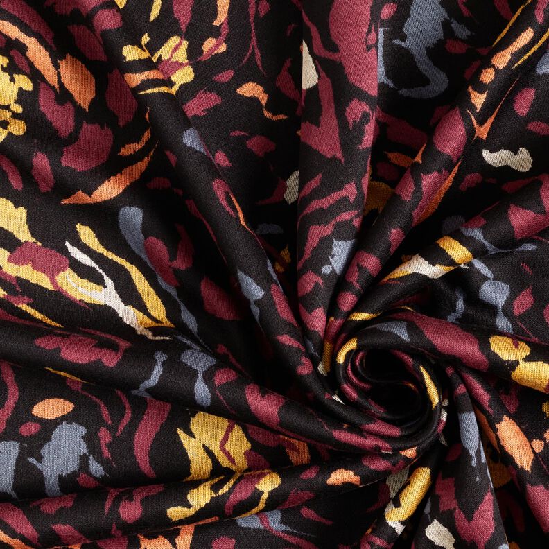 Viscose Jersey abstract splashes of colour – black/burgundy,  image number 3