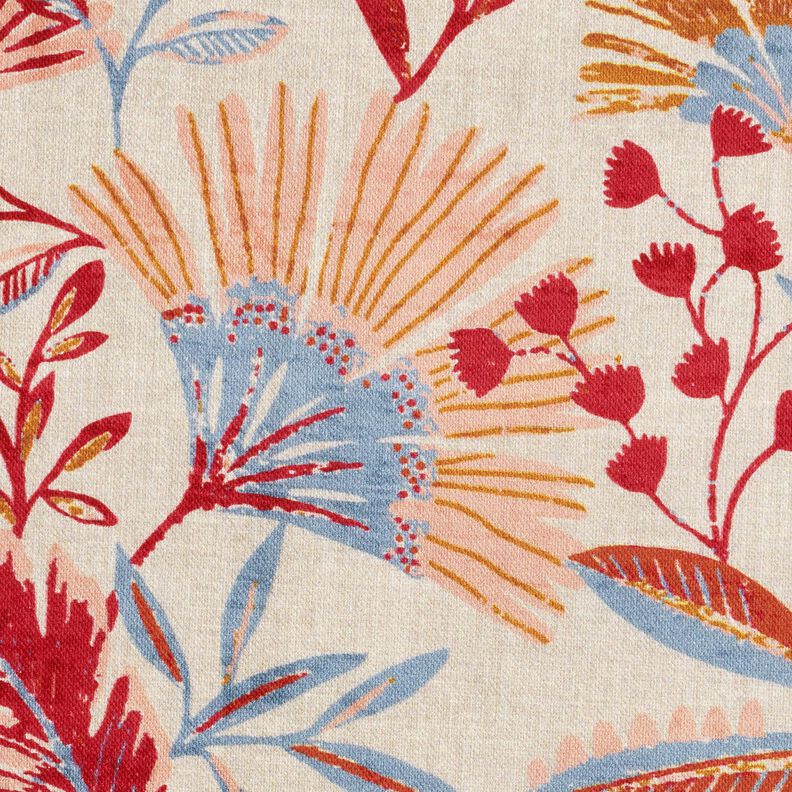 Decor Fabric Half Panama Floral – natural/berry,  image number 5