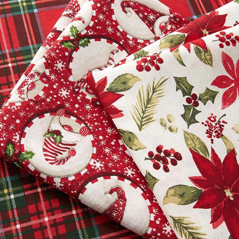 Decor Fabric Canvas Poinsettia Flowers – offwhite/carmine,  image number 5