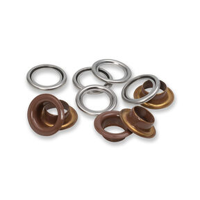 Eyelets with washers [20 pieces | Ø 11 mm] | Prym – dark brown/metallic silver, 