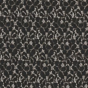 Lace fabric Lurex flowers – black/metallic gold, 