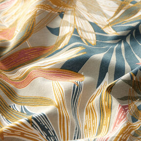 Decor Fabric Canvas Jungle Leaves 280 cm – light taupe/copper, 
