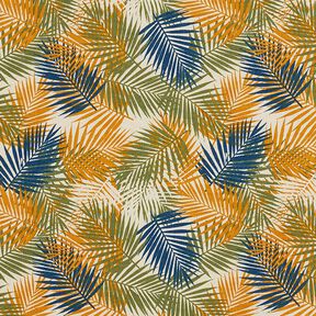 Cotton Cretonne palm leaves – light beige/blue, 