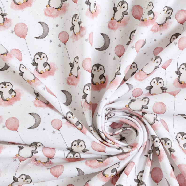 Cotton Jersey Balloon & Penguin Digital Print – ivory,  image number 3