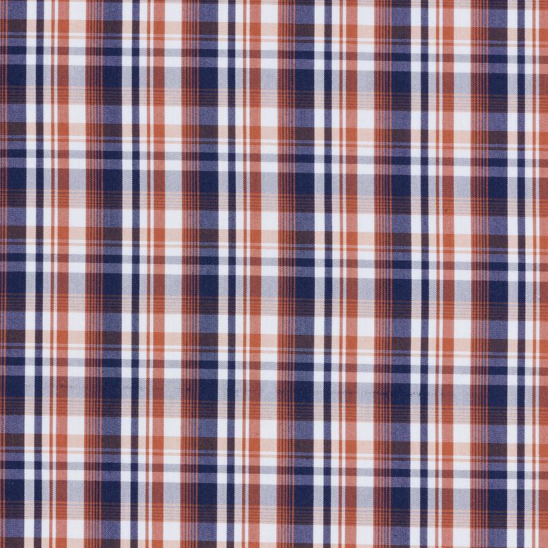 Classic checks shirt fabric – navy blue/copper,  image number 1