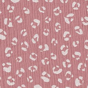 Double Gauze/Muslin large leopard pattern – dark dusky pink/white, 