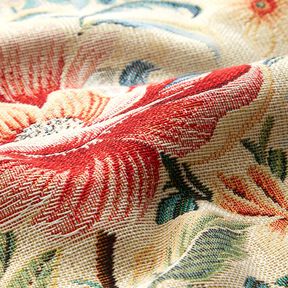 Decor Fabric Tapestry Fabric dreamy flowers – light beige/red, 