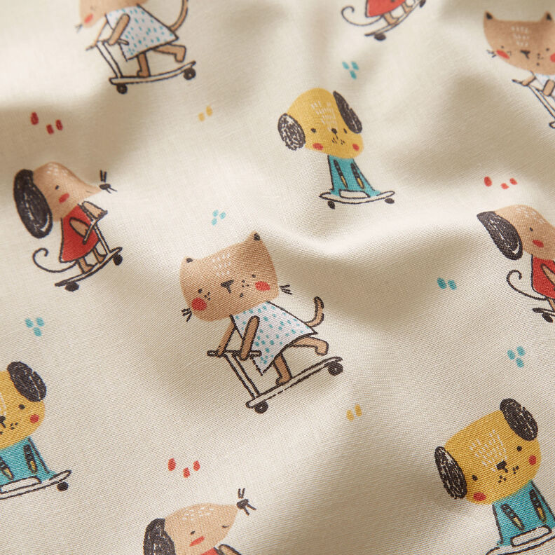 Cotton Poplin Cat and dog riding scooter – natural,  image number 2