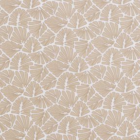 Coated Cotton abstract mini leaves – beige/white, 