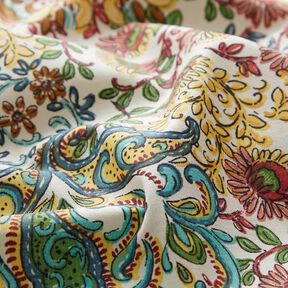 Cotton Cretonne Flowery Paisley – ivory/carmine, 