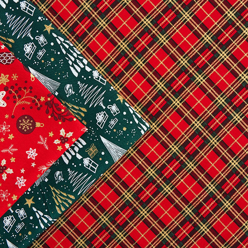 Cretonne Decor Fabric Christmas Check – red,  image number 5