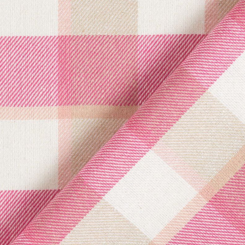 Cotton flannel large check – white/pink,  image number 5