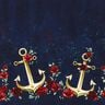 Cotton Jersey Anchors and roses | Glitzerpüppi – midnight blue/antique gold,  thumbnail number 1