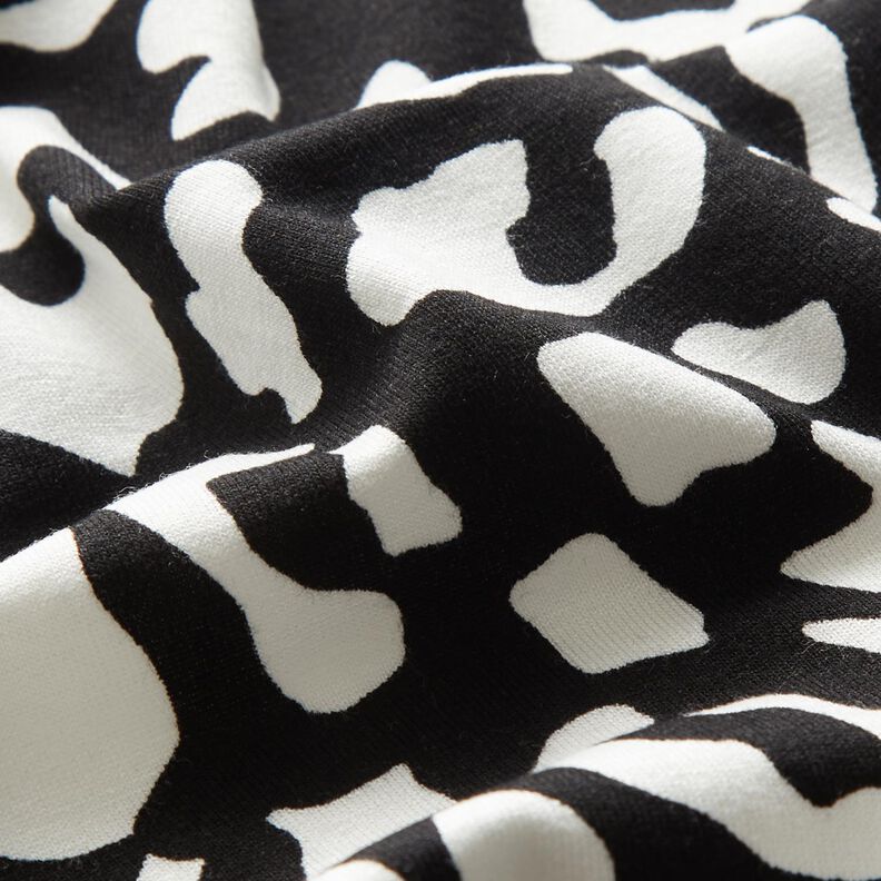 Viscose Jersey abstract leopard spots – black/white,  image number 2