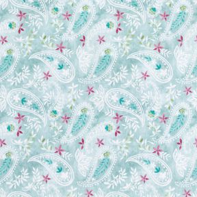 Cotton Poplin Paisley floral dream Digital Print – ice blue, 
