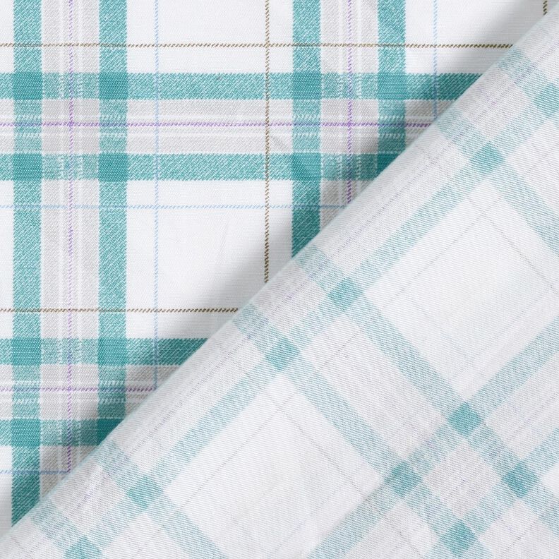 Tartan check cotton fabric – white/turquoise,  image number 4