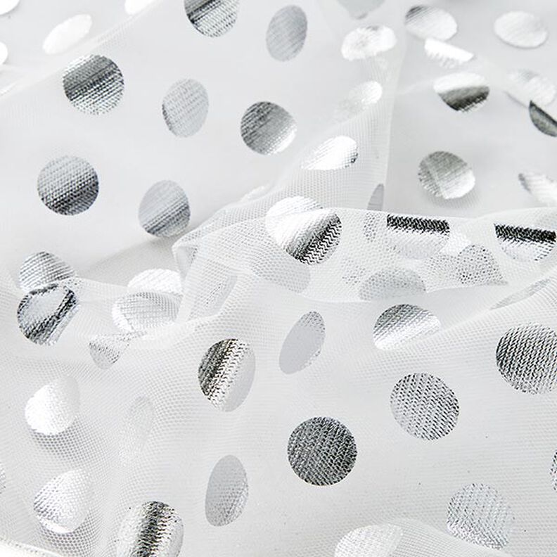 Tulle, glitter dots – silver metallic,  image number 2