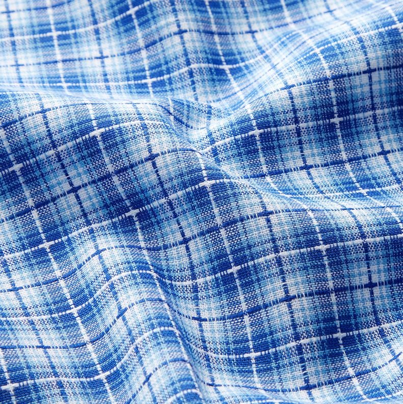 Cotton fabric gradient check – white/royal blue,  image number 2