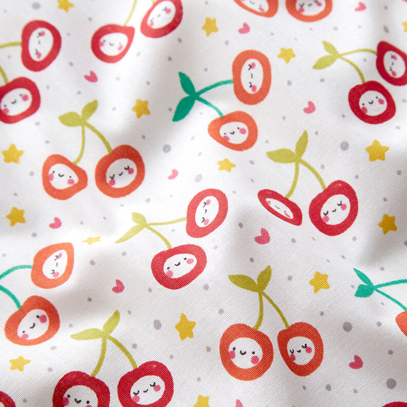 Cotton Poplin happy cherries – white,  image number 2