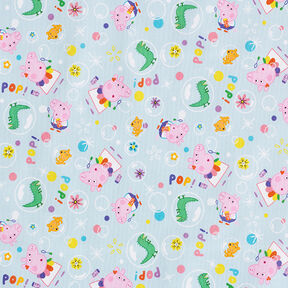 Cotton Poplin Licensed Fabric Peppa and George blowing bubbles | ABC Ltd. – baby blue, 