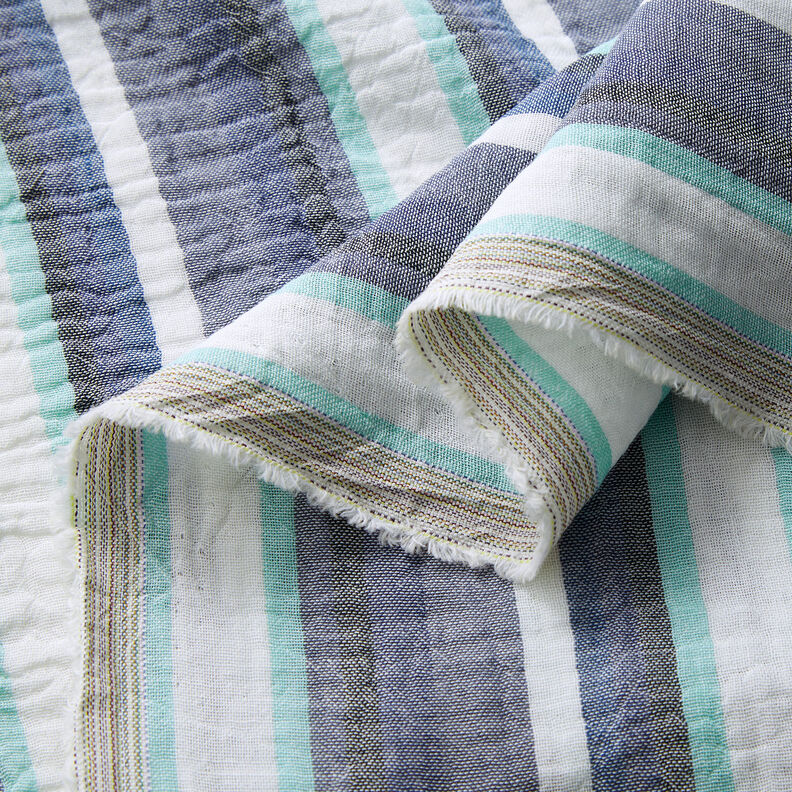 Double Gauze/Muslin yarn-dyed stripes – indigo/ice blue,  image number 3