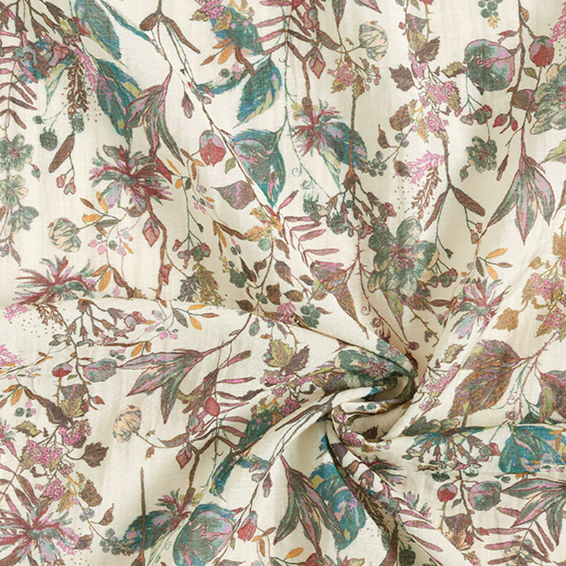 autumn flowers lightweight viscose fabric – natural,  image number 3