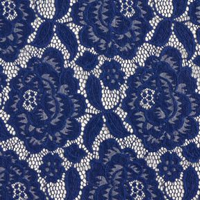 Stretch Lace Blossoms and leaves – navy blue, 