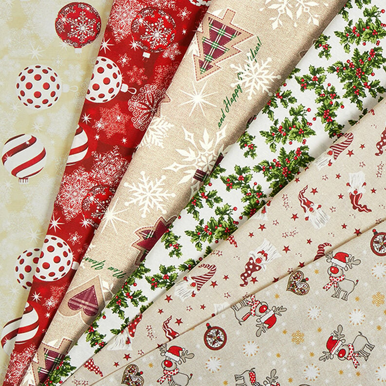 Canvas Decor Fabric Mistletoe Twigs – green/red,  image number 5