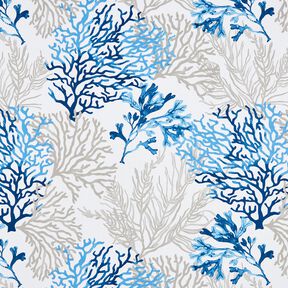 Cotton Cretonne large corals – white/blue, 
