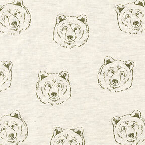 Brushed Sweatshirt Fabric Bear – light beige/olive, 