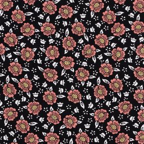 viscose fabric sea of flowers – black/lobster, 