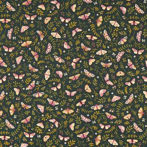 Decor Fabric Half Panama Butterflies – dark green/khaki, 