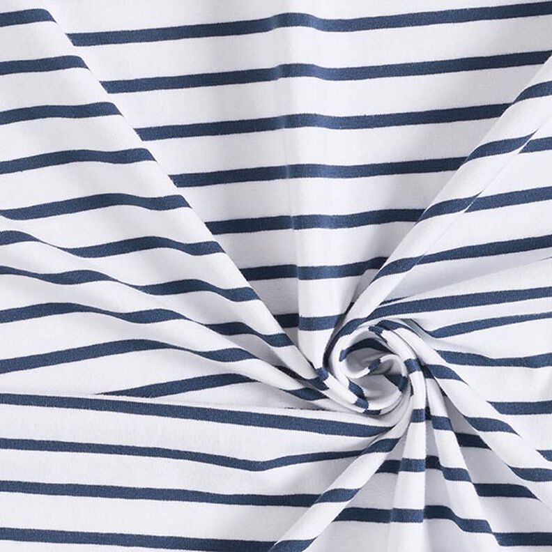 Narrow & Wide Stripes Cotton Jersey – white/navy blue,  image number 3