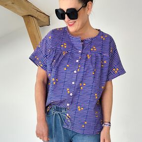 FRAU SUZY - loose short-sleeved blouse with ruffles, Studio Schnittreif | XS - XXL, 