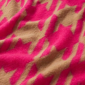 Coat knit large houndstooth – beige/intense pink, 