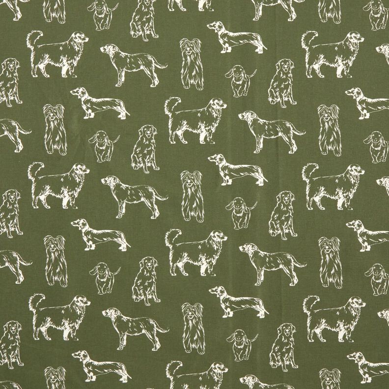 Decor Fabric Canvas Dogs – dark pine/cream,  image number 1