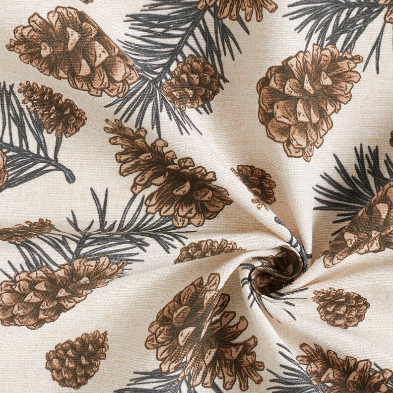 Decor Fabric Canvas Fir Cones – natural/dark brown,  image number 3