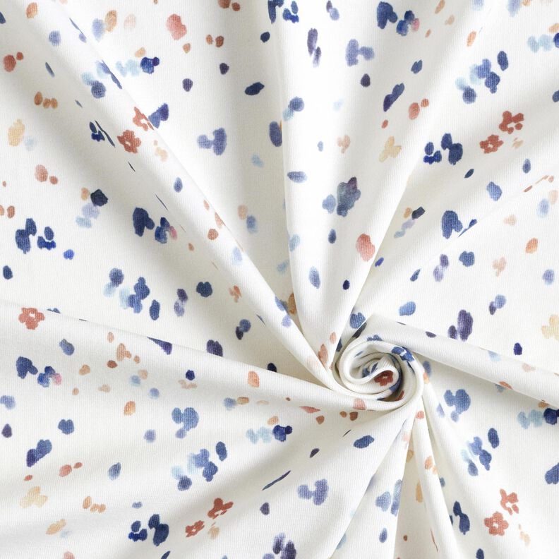 GOTS Cotton Jersey Watercolour dots digital print – white/indigo,  image number 3