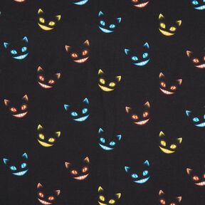 French Terry Cheshire Cat Digital Print – black/colour mix, 