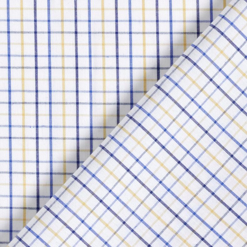 Cotton fabric grid check – white/blue,  image number 4