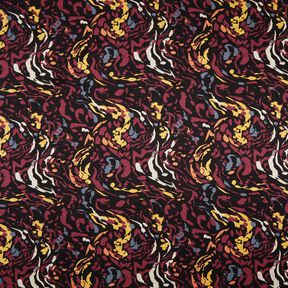 Viscose Jersey abstract splashes of colour – black/burgundy, 