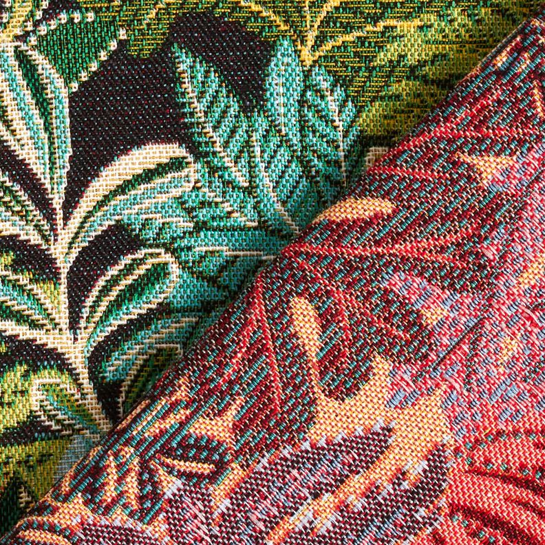 Decor Fabric Jacquard Jungle Leaves – black/green,  image number 4