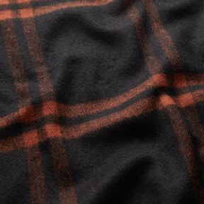 Coat fabric wool blend tartan – terracotta/black, 