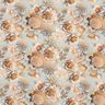 viscose fabric birds and wild roses – dove blue/caramel,  thumbnail number 1