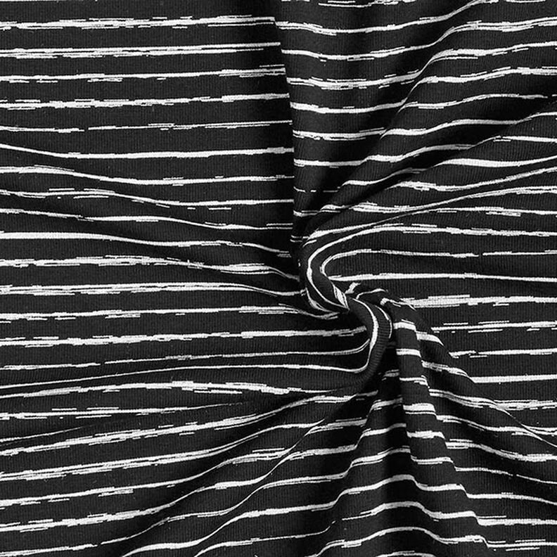 Cotton Jersey Scribble Stripes – black,  image number 3